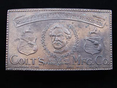 RE07140 VINTAGE 1970s **COLT'S PATENT FIREARMS MFG. CO.** GUN BELT BUCKLE • $23