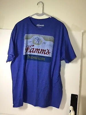Vintage Hamms Premium T Shirt MENS XL Blue Short Sleeve Graphic Pre-owned • $14.70