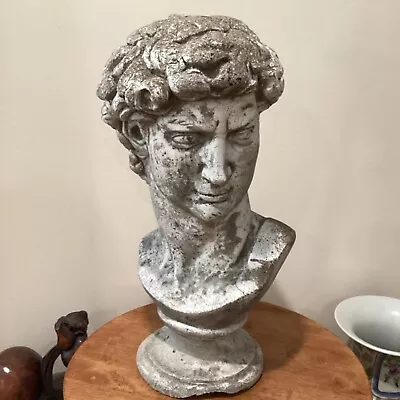 Vintage Garden Cast Stone Bust Of Michelangelo “ David” • $350