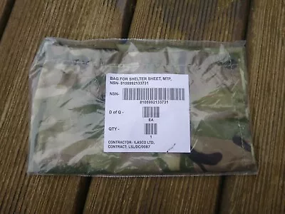 British Army Mtp Basha Stuff Sack Shelter Tarp Stash Bag Pull Cord Ground Sheet • £12.99
