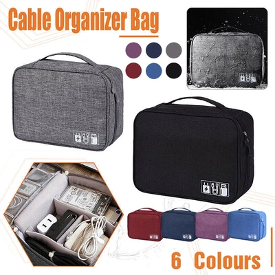 $13.67 • Buy Cable Organizer Bag Charger USB Electronic Accessories Storage Travel Case AU
