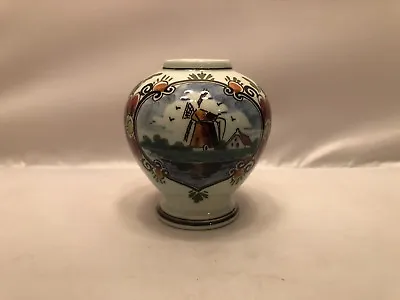 Delfts Polychrome Hand Painted Vase Signed RK • $27.75