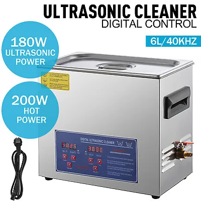 6L Commercial Ultrasonic Cleaner Sonic Cleaning Industry Heated W/Timer 304 SUS • $102.90