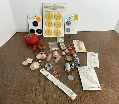 Mixed Lot Of Vintage Mother Of Pearl Shell Sewing Buttons Bayberry Beads Notions • $55.10