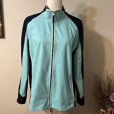 Made For Life Jacket Women's  XL Aqua Blue Full Zip Long Sleeve Activewear Flaw • $9.95