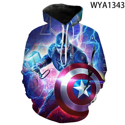 7 Styles 3d Printing Captain America Men's Long Sleeve Jacket Hoodie Sweatshirt • £19.10