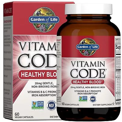 Garden Of Life Vitamin Code Iron Supplement Healthy Blood - 60 Vegan Capsule... • $27.95