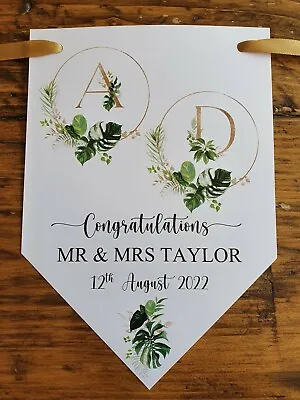 £4.99 • Buy Personalised WEDDING Party Bunting Banner Decoration Botanical Theme