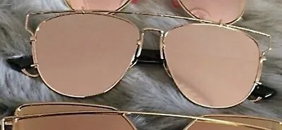 Sunglasses Aviator Rose Gold Frame Polycarbonate Rose Gold Mirror Lens Swift • $23.80