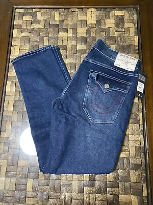 True Religion Geno Flap Slim Fit Jeans Dark Blue Sizes 33 34 36 38 • $49.99