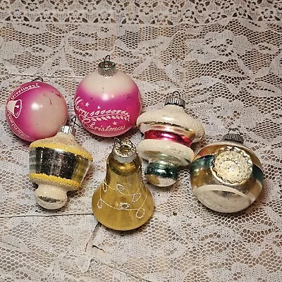 Vintage Shiny Brite Glass Ornaments Merry Christmas Lot Of 6 • $19.99
