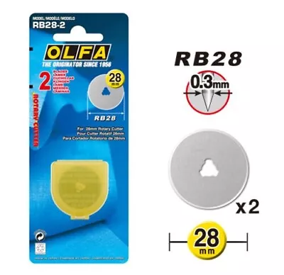 Olfa RB28-2 Replacement 28mm Rotary Cutter Blade RB182 : Pack Of 2 • £6.75