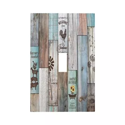 Vintage Farmhouse Rustic Wood Plank Western Barn Door Single Toggle Artistic ... • $23.47