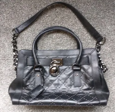 Michael Kors Hamilton Micro Stud East/West Satchel Shoulder Bag Purse Black • $100