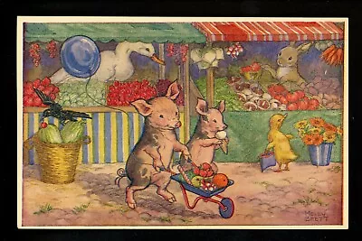 Artist Signed Postcard Molly Brett Medici Society Anthropomorphic Animals Pig • $5.99