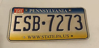 PENNSYLVANIA  Authentic License Plate  WWW.STATE.PA.US   PLATE # ESB-7273 • $10.99