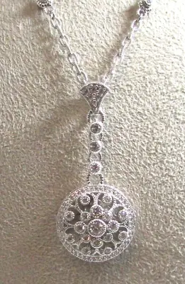 Judith Ripka Sterling Silver Diamonique CZ Large Pendant Necklace 18  • $149.99