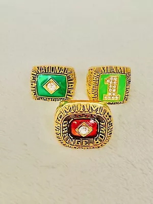 3 PCS Miami Hurricanes NCAA 18k GP Championship Ring M US SHIP 1983/87/89 • $64.99