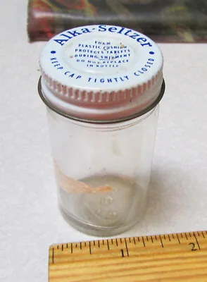 Vintage Alka Seltzer 2.5 Inch Glass Bottle Empty Great Older Bathroom Decor • $9.99