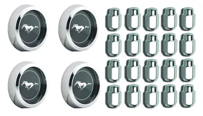 New! 1965-1973 MUSTANG Magnum 500 Wheel Center Caps Chrome 2 1/8  & Nuts Kit 20 • $134.50