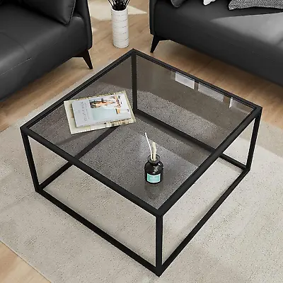 Glass Coffee Table Small Modern Coffee Table Square Simple Center Tables For Li • $65.27