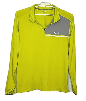 Oakley Men's 1/4 Zip Pullover Jacket Large L/S Neon Yellow Reg Fit Lightweight  • $22.49