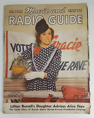 Vintage Movie And Radio Guide Weekly Magazine Gracie Allen May 11-17 1940 • $24.99