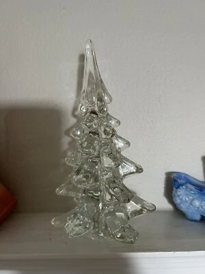 $14.99 • Buy Vintage Art Glass Crystal Christmas Tree Clear  6 1/2”