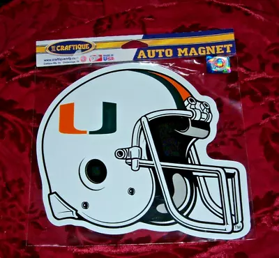 University Of Miami Hurricanes U  Football Helmet 9  Magnet New   Sealed • $11.95