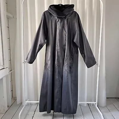 Mycra Pac NOW Pewter Black Donatella Reversible Raincoat With Pleated Hood M/L • $125