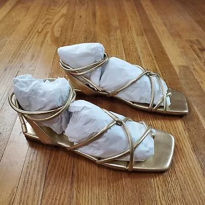 Vince Camuto Women's Alminda Sandals Sz 8 Gold Ankle Tie NEW NWOB • $37.93