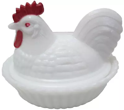 Vintage Westmoreland Glass Hen On Nest Covered Candy Dish White Milk Glass • $29.03