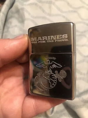 Zippo Engraved USMC Marines Logo Lighter High Polish Chrome NEW • $14.99