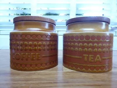 Vintage Pair Of Coffee & Tea Ceramic Storage Jars Hornsea Saffron Range • £25