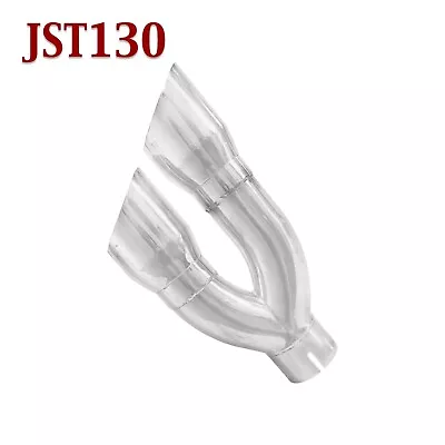 JST130 3  Stainless Dual Round Exhaust Tip 4  X 8 3/4  Outlet / 16  Long • $62.43