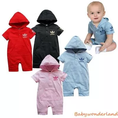 Baby Boys Girls Short Sleeve Cotton Hood Romper Jumpsuit One Piece Size 00012 • $21.95