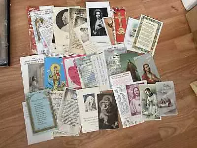 VINTAGE 1940s 1950s Catholic Religious Prayer Cards Ephemera Lot Of 46 Pieces • $25