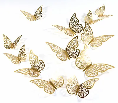 12pcs 3D Butterfly Sticker Art Wall Mural Door Decals Home Decor • £2.85