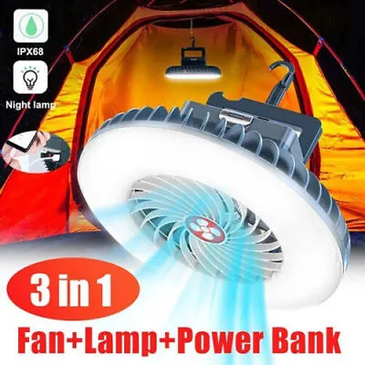 Portable Tent Light LED Fan Lamp Outdoor Camping Hiking Ceiling Equipment Fan US • $17.59
