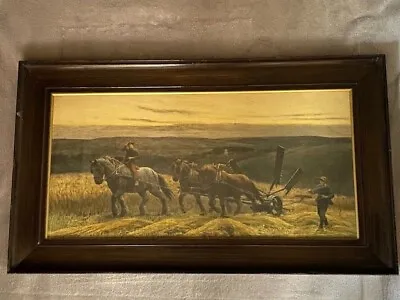 £140 • Buy Antique Very Large Orig Herbert Dicksee Etching 1917  The Reapers  Horse Plough