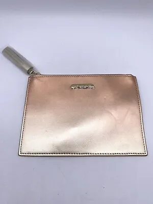 Michael Kors Rose To Gold Ombré Clutch Flat Make Up Zip Tassel Pouch Travel Bag • £9.21