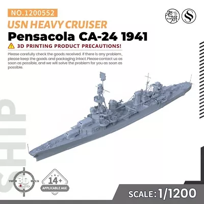 SSMODEL WOW WT 1:1200 Military Model Kit USN Pensacola CA-24  Heavy Cruiser 1941 • $24.99