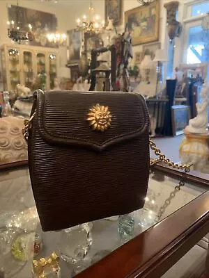 Vicenza Inc 1993 (Rare Vintage Brown Leather Goldtone Sun Hardware Handbag) • $249