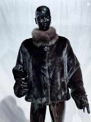 Real Fur Mink Black Short Jacket With Collar Of Sable • $500