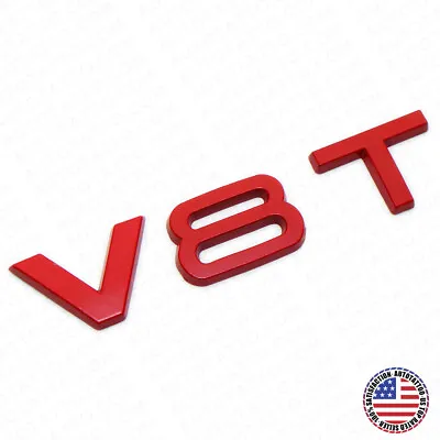 $12.99 • Buy Audi Red V8T Side Fender Marker Letter Badge Emblem Badge Logo Sport Limited