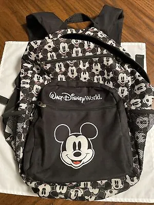 Authentic Walt Disney World Parks Mickey Mouse Faces Backpack Black & White • $18.88