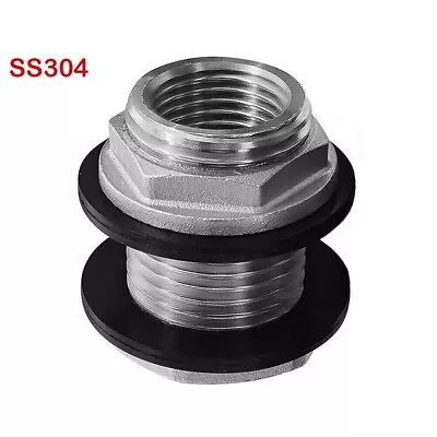 SS304 Stainless Steel Bulkhead Fitting 1/2  NPT Female 3/4  GHT Male Garden Hose • $9.49