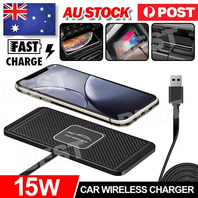 Car Wireless Fast Charging Charger Mat Non-Slip Pad Holder For Smart Phones • $16.85