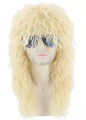 Blonde 80S Wig For Men Or Women Mullet Wig Long Curly Rocker Punk Wigs • $34.17