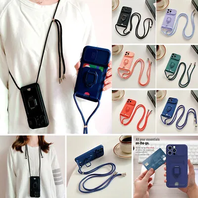 $14.99 • Buy Phone Case For IPhone 13 12 11 Pro Max XS XR Neck Lanyard TPU Ring Holder Cover